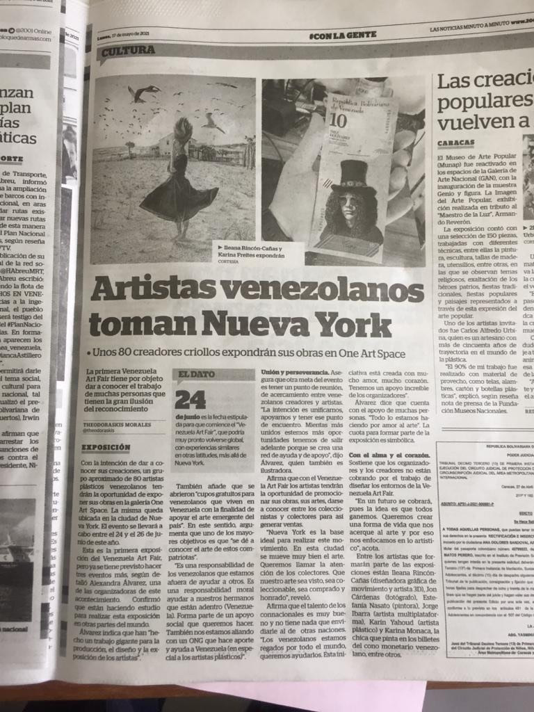 Imagen de la exposición de @rubbycobain en Nueva York durante Venezuelan Art Fair.